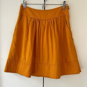 Odille Mustard Yellow Pleated A-line Skirt